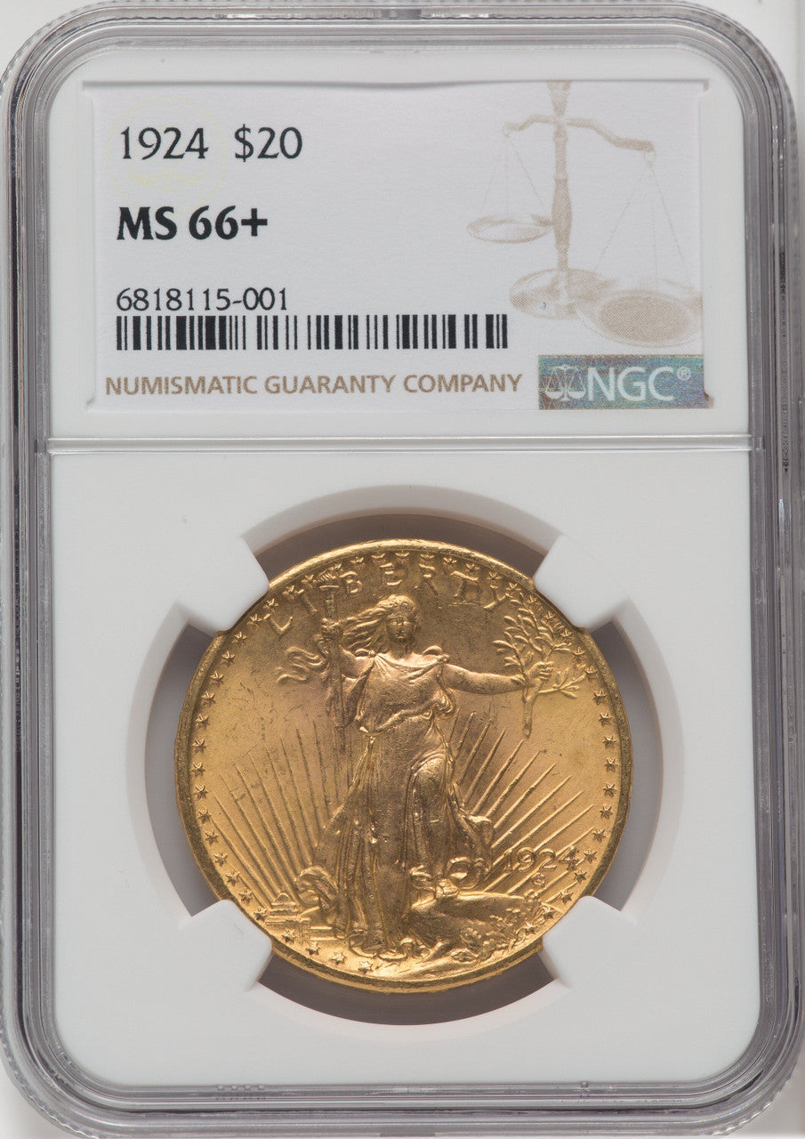 1924 $20 Saint Saint-Gaudens Double Eagle NGC MS66+