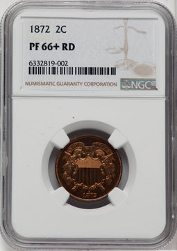 1872 2C RD Proof Two Cent Pieces NGC PR66+
