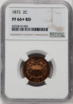 1872 2C RD Proof Two Cent Pieces NGC PR66+