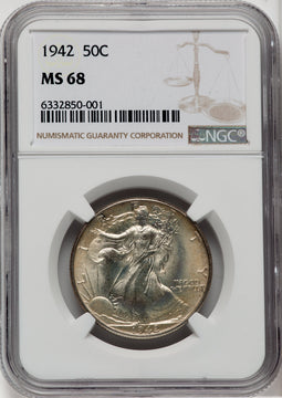 1942 50C Walking Liberty Half Dollar NGC MS68