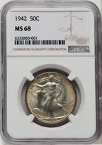 1942 50C Walking Liberty Half Dollar NGC MS68