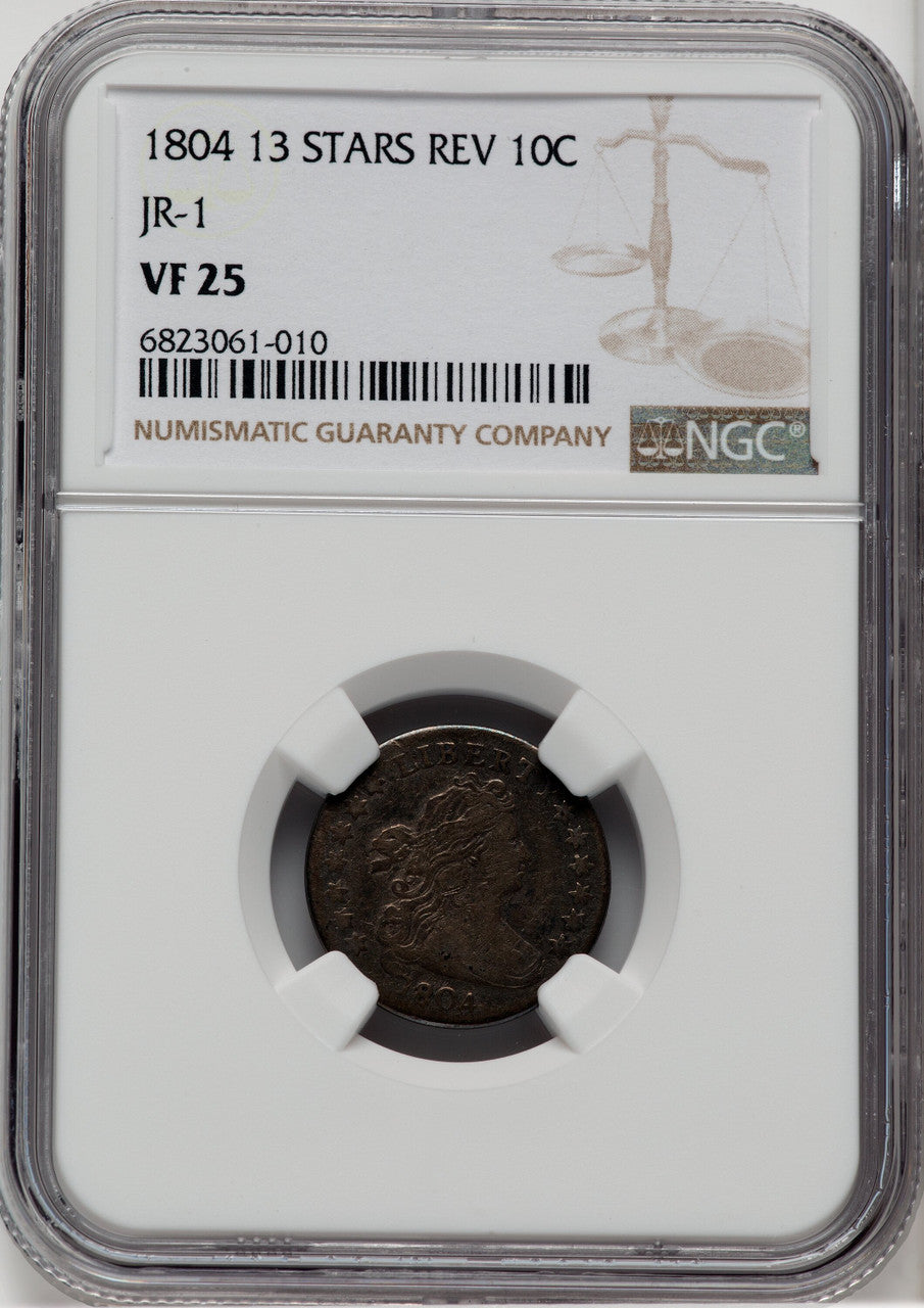 1804 10C JR-1 Early Dime NGC VF25