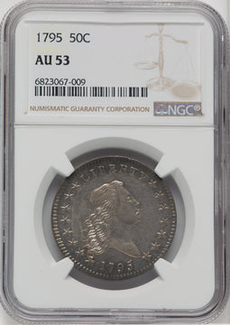 1795 50C 2 Leaves Early Half Dollar NGC AU53