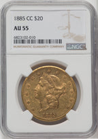 1885-CC $20 Liberty Double Eagle NGC AU55