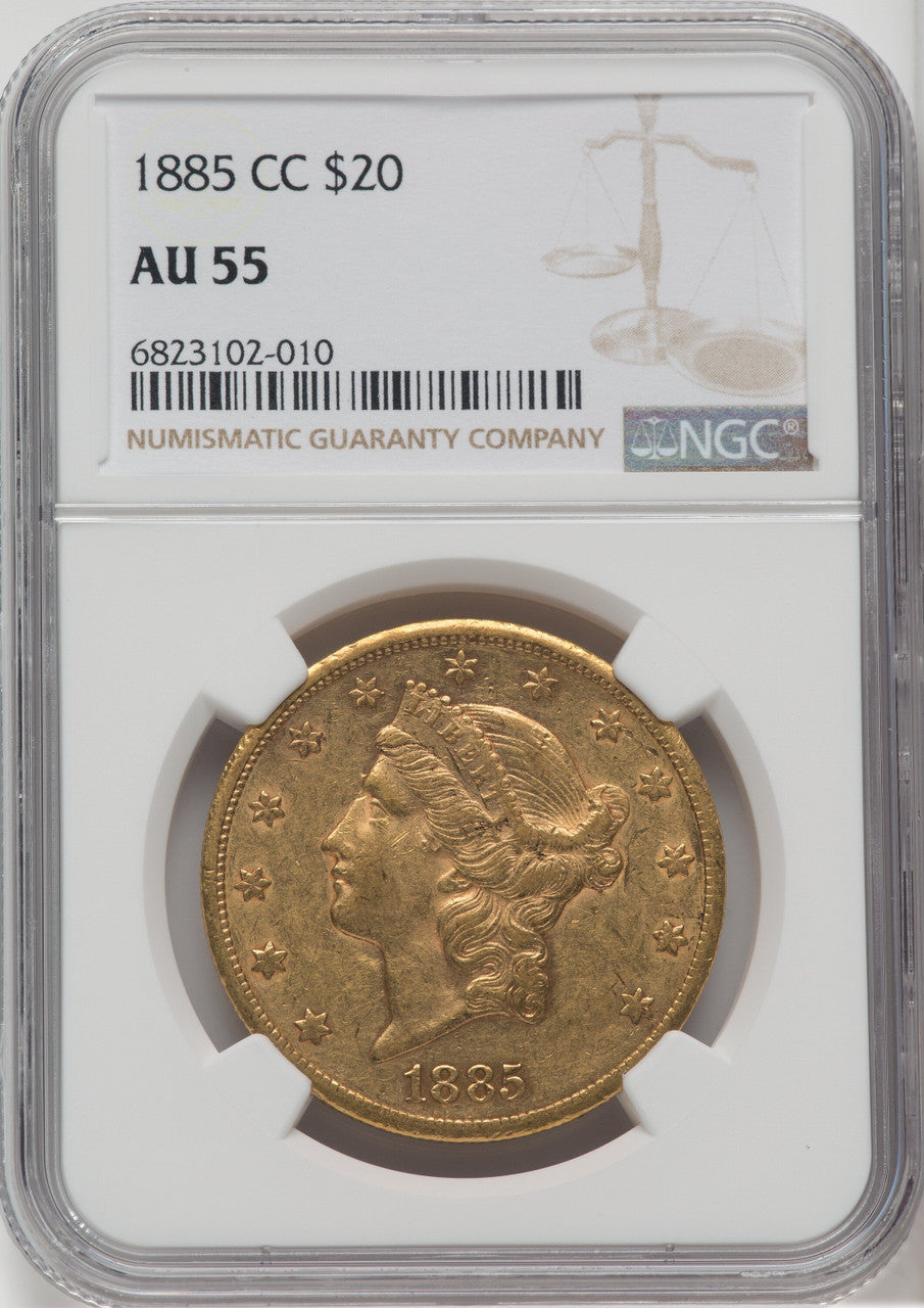 1885-CC $20 Liberty Double Eagle NGC AU55