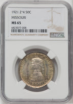 1921 50C Missouri 2x4 Commemorative Silver NGC MS65
