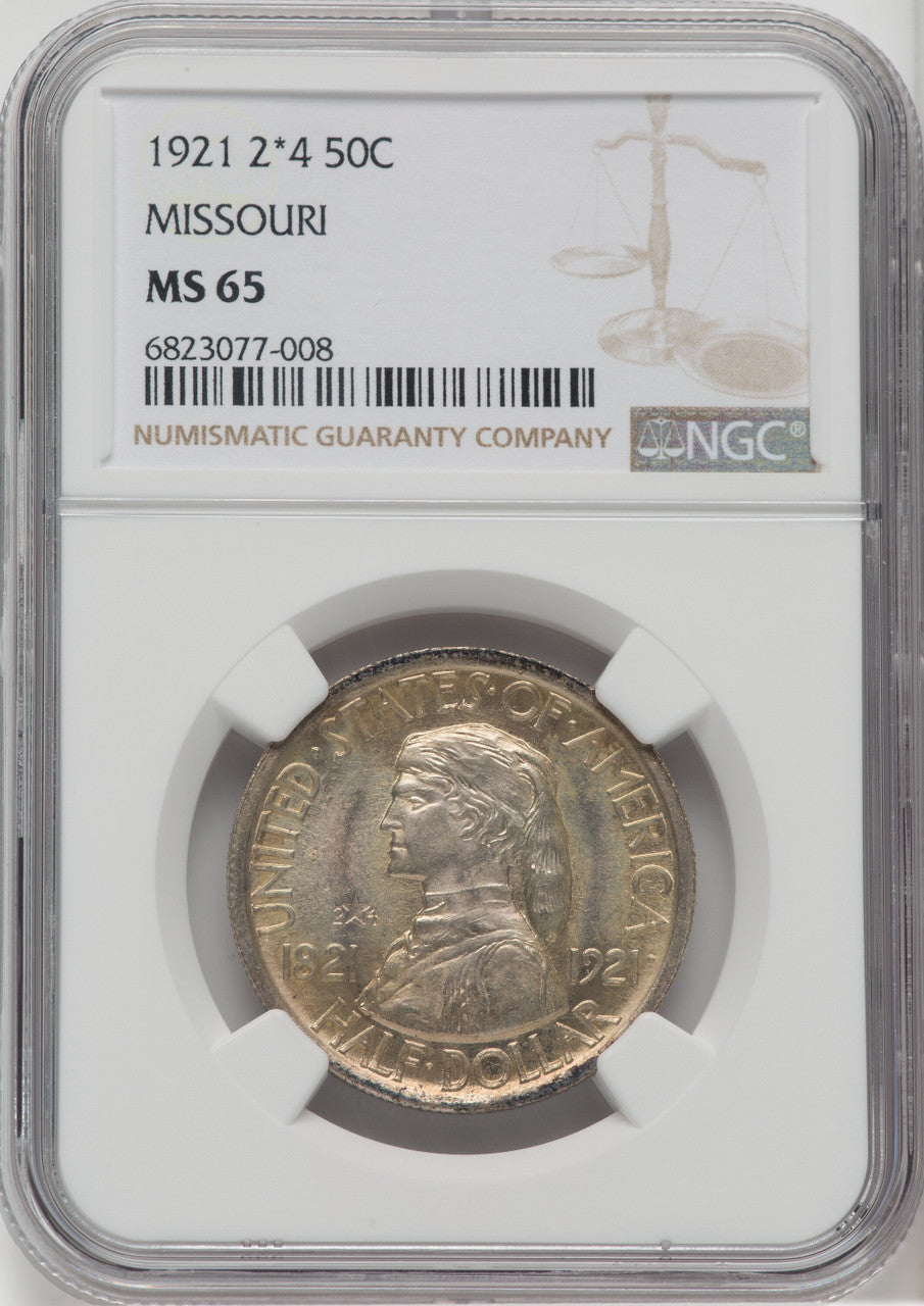 1921 50C Missouri 2x4 Commemorative Silver NGC MS65