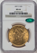 1897-S $20 CAC Liberty Double Eagle NGC MS64
