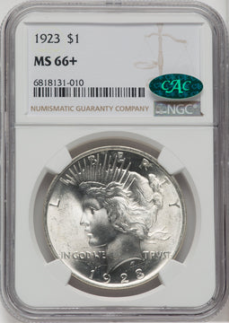 1923 $1 CAC Peace Dollar NGC MS66+