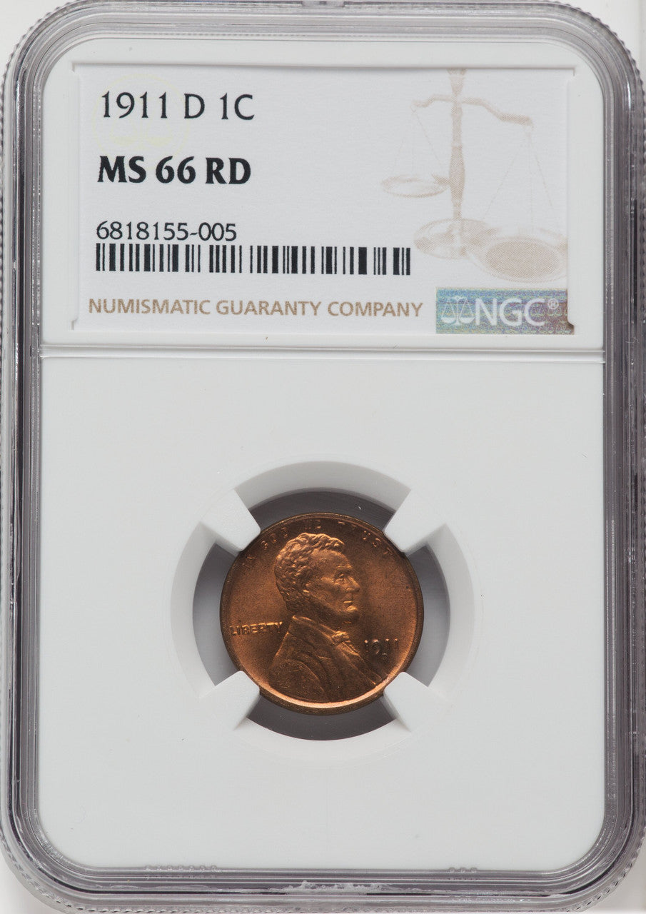 1911-D 1C RD Lincoln Cent NGC MS66
