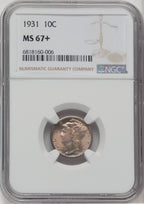 1931 10C Mercury Dime NGC MS67+
