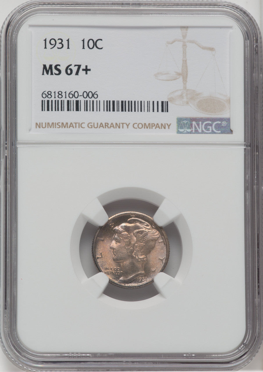 1931 10C Mercury Dime NGC MS67+
