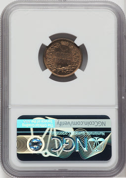 1860 1C Pointed Bust FS-401 CAC Indian Cent NGC MS64+