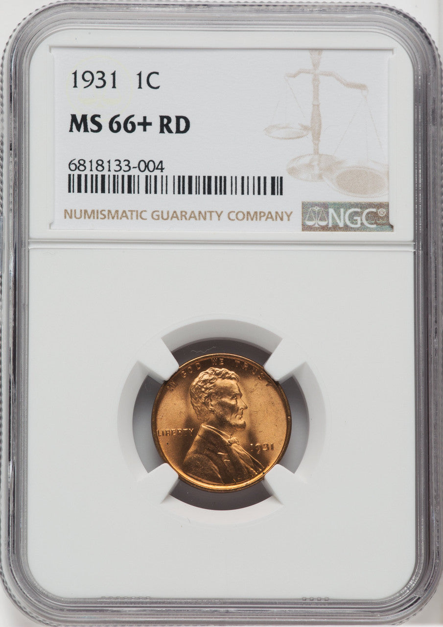 1931 1C RD Lincoln Cent NGC MS66+