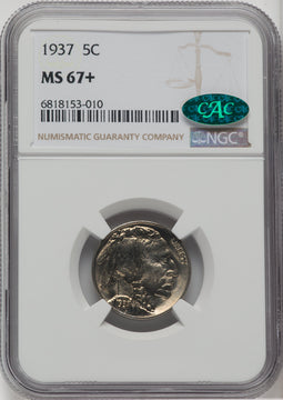 1937 5C CAC Buffalo Nickel NGC MS67+