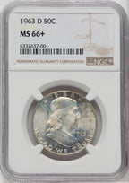 1963-D 50C Franklin Half Dollar NGC MS66+