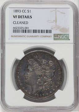 1893-CC $1 Morgan Dollar Details NGC VF20