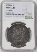 1893-CC $1 Morgan Dollar Details NGC VF20