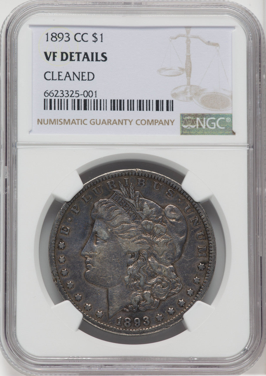 1893-CC $1 Morgan Dollar Details NGC VF20