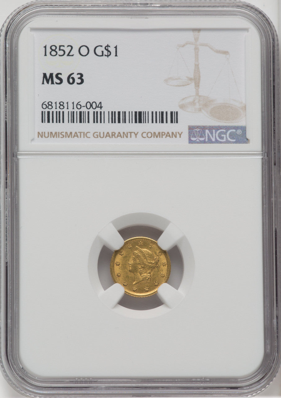 1852-O G$1 Gold Dollar NGC MS63