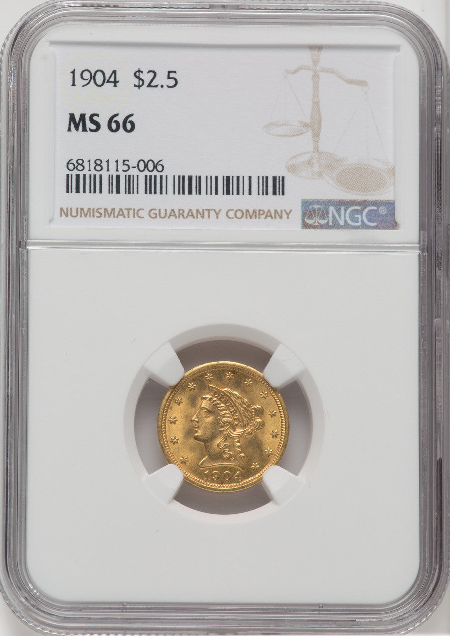 1904 $2.50 Liberty Quarter Eagle NGC MS66