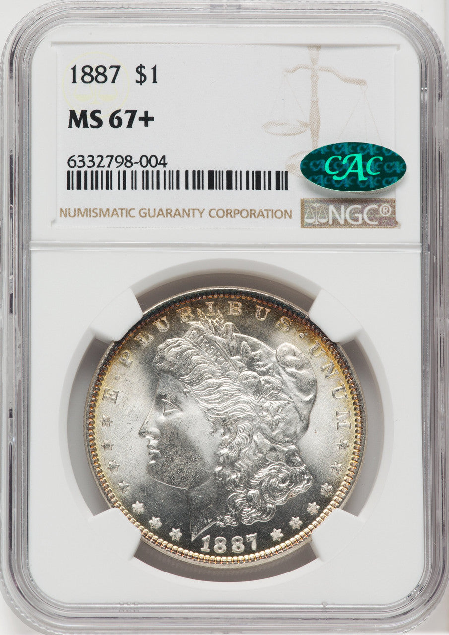 1887 $1 CAC Morgan Dollar NGC MS67+