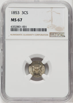 1853 3CS Three Cent Silver NGC MS67
