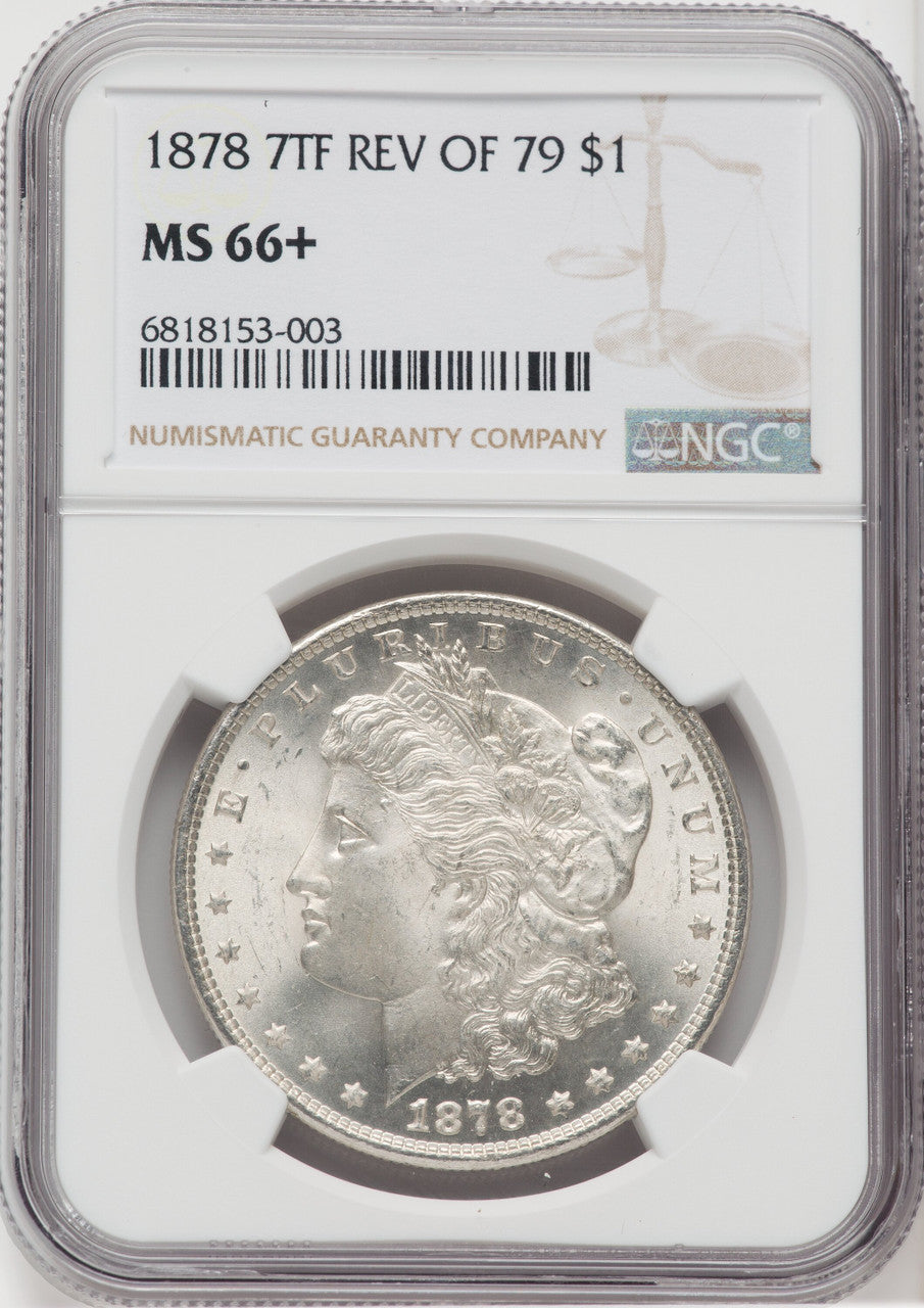 1878 7TF $1 Reverse of 1879 Morgan Dollar NGC MS66+