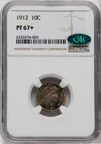 1912 10C CAC Proof Barber Dime NGC PR67+