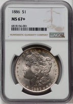 1886 $1 Morgan Dollar NGC MS67+