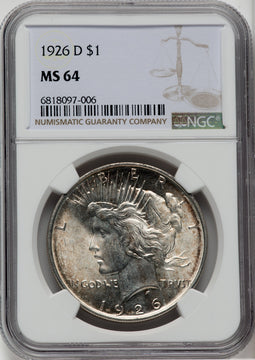 1926-D $1 Peace Dollar NGC MS64