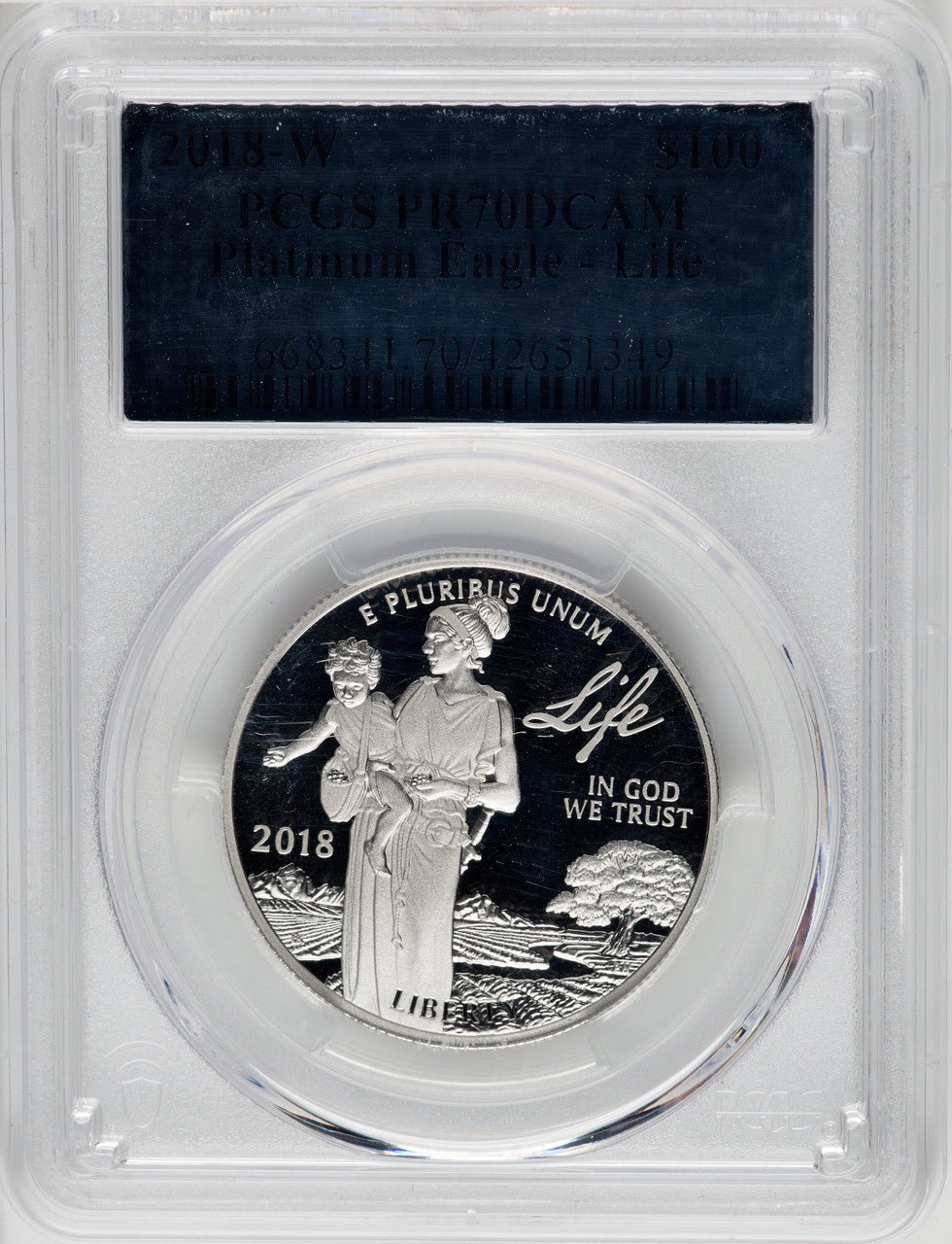 2018-W $100 One Ounce Platinum Eagle Life PCGS PR70