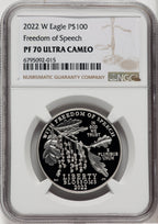2022-W $100 One-Ounce Platinum Eagle Freedom of Speech NGC PF70