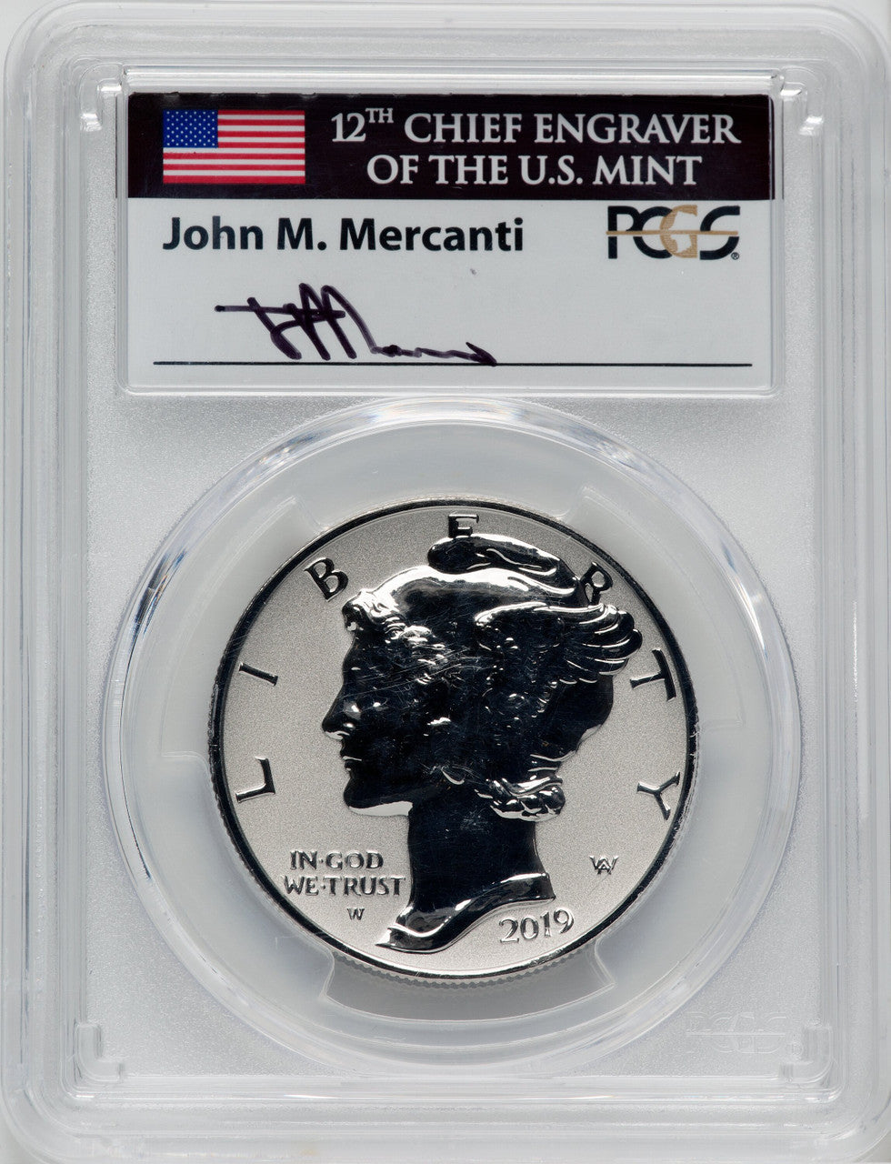 2019-W $25 Palladium Reverse Proof FDI Mercanti PCGS PR70