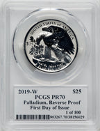 2019-W $25 Palladium Reverse Proof FDI Mercanti PCGS PR70