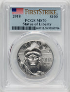 2018 $100 One-Ounce Platinum Eagle Statue of Liberty First Strike PCGS MS70