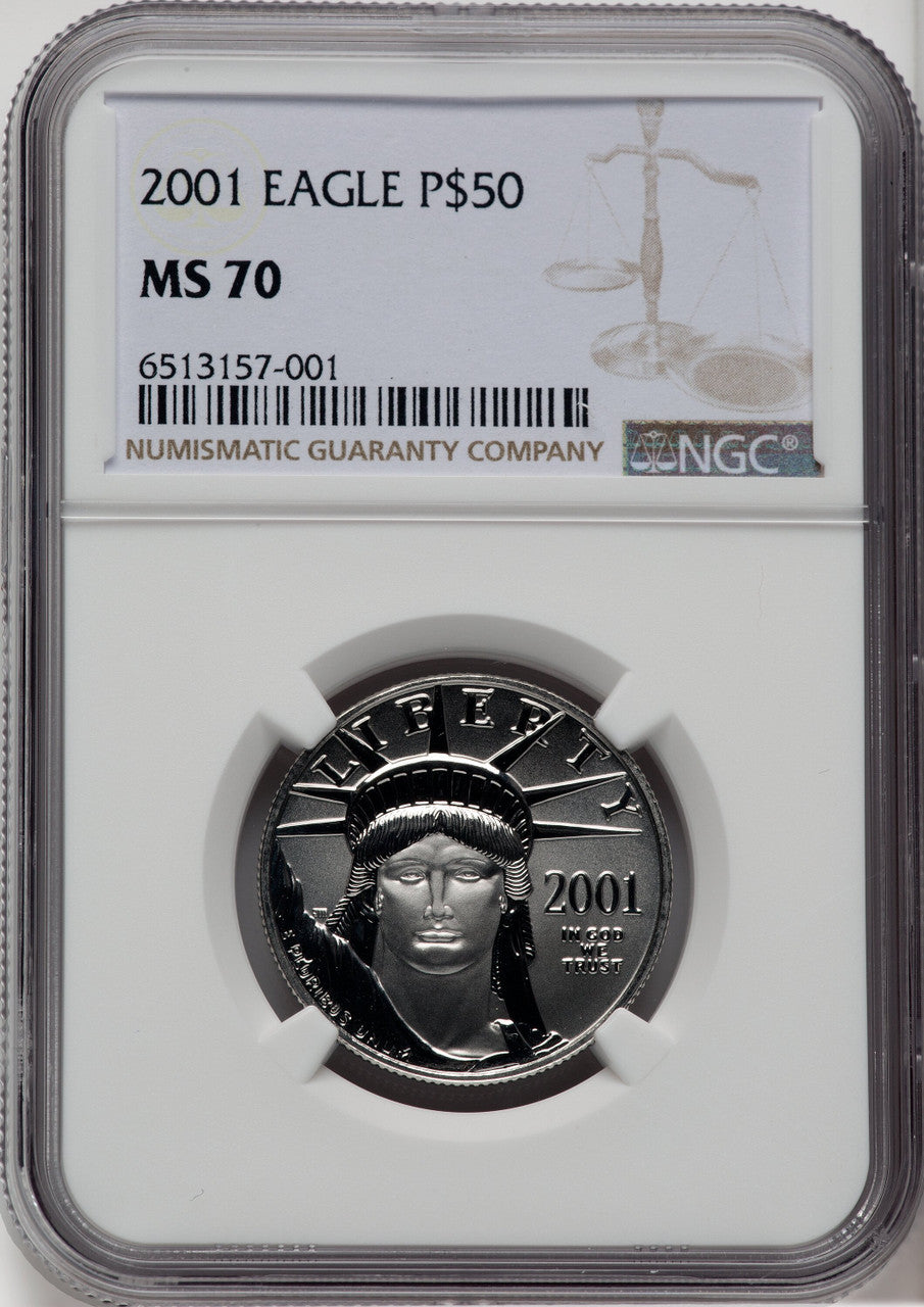 2001 $50 Half-Ounce Platinum Eagle NGC MS70