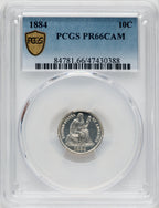 1884 10C CA Proof Seated Dime PCGS PR66