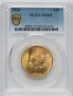 1926 $10 Indian Eagle PCGS MS65