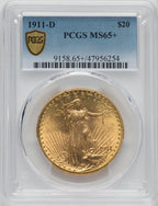 1911-D $20 Saint-Gaudens Double Eagle PCGS MS65+