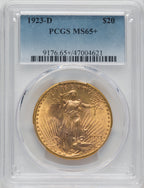1923-D $20 Saint-Gaudens Double Eagle PCGS MS65+
