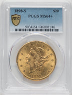 1898-S $20 Liberty Double Eagle PCGS MS64+