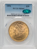 1896 $20 CAC Liberty Double Eagle PCGS MS64
