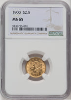 1900 $2.50 Liberty Quarter Eagle NGC MS65