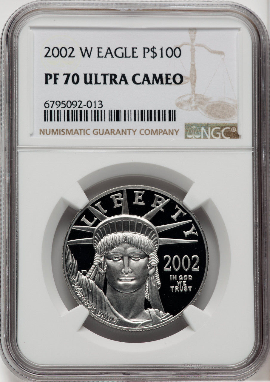 2002-W $100 One-Ounce Platinum Eagle Statue of Liberty NGC PF70