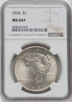 1934 $1 Peace Dollar NGC MS64+