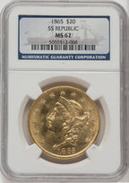 1865 $20 Liberty Double Eagle NGC MS62