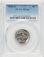 1931-S 5C Buffalo Nickel PCGS MS66