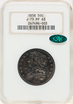 1838 Half Dollar Judd-73 Original Pollock-77 R.5 CAC Patterns NGC MS63