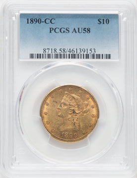 1890-CC $10 Liberty Eagle PCGS AU58